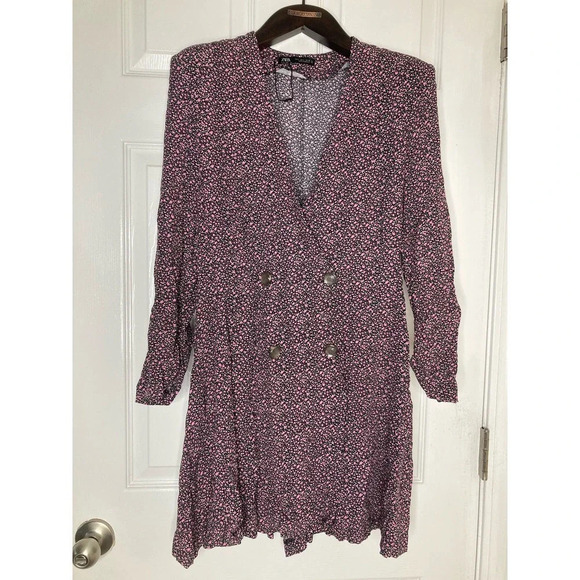 Zara double breasted floral ditsy long sleeve romper - Picture 1 of 14
